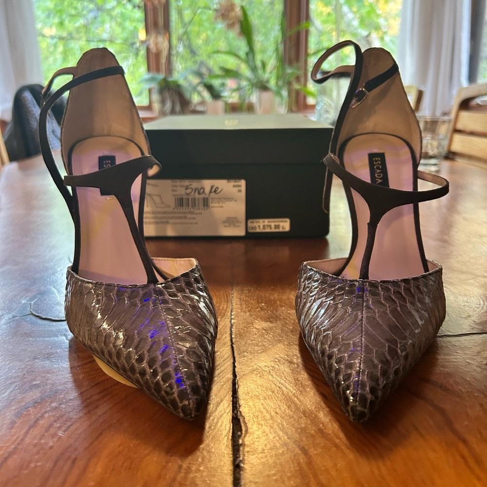 Escada Metallic Snakeskin Heels